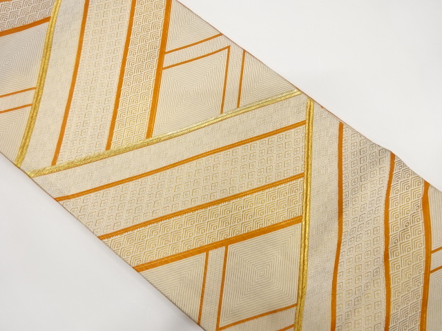 JAPANESE KIMONO / ANTIQUE FUKURO OBI / SILK / SAGANISHIKI / WOVEN CLASSICAL PATTERN